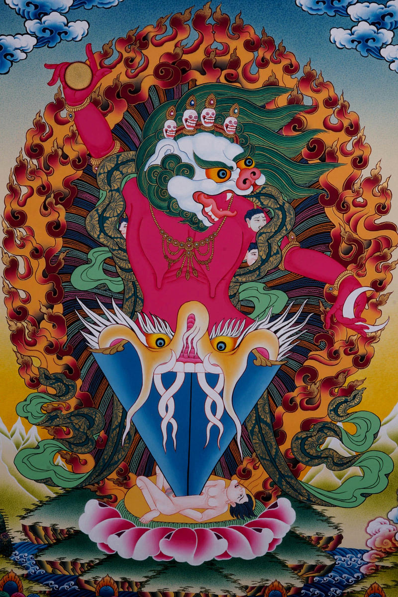 Thangka Painting - Singh Mukhi - Himalayas Shop
