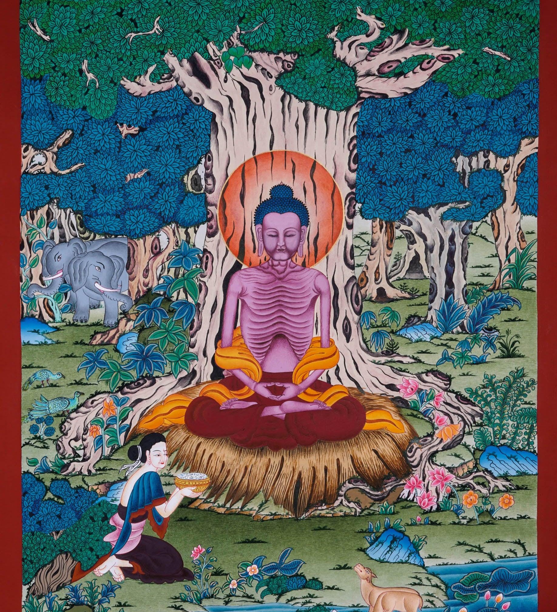 Shakyamuni Buddha Thangka Painting - Best handpainted thangka painting - HimalayasShop 