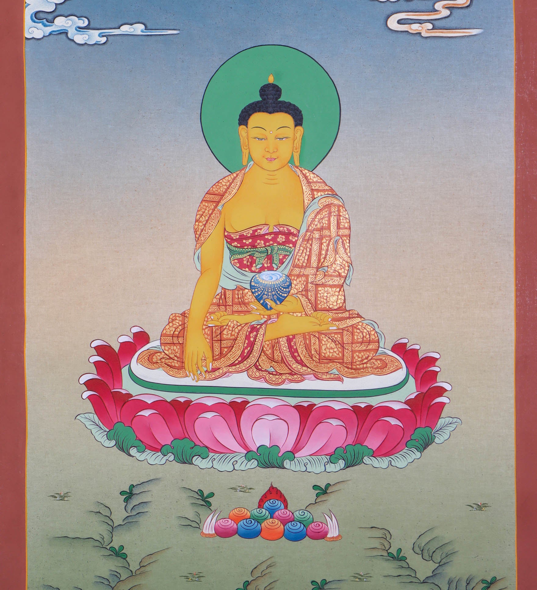 Shakyamuni Buddha Thangka Painting - Handpainted by skillful artisan - Himalayas Shop