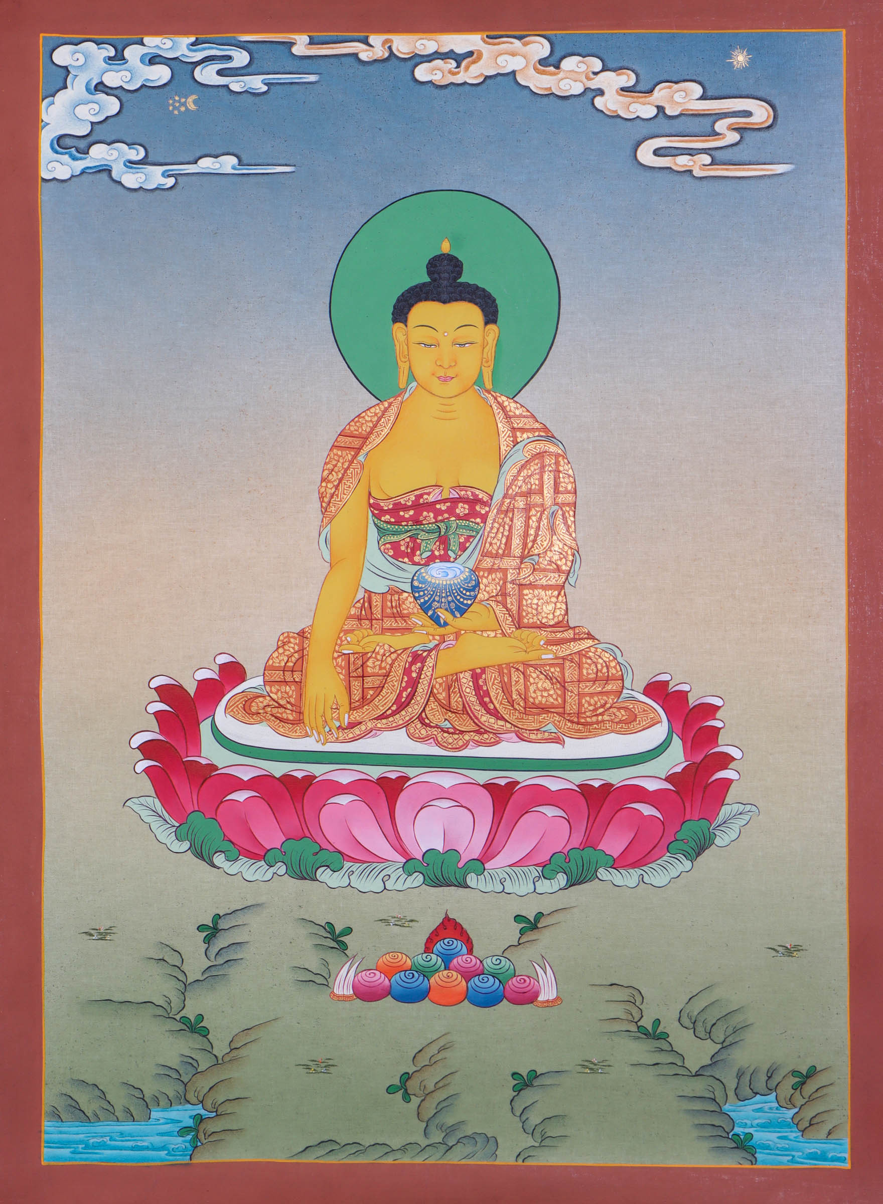 Shakyamuni Buddha Thangka Painting - Handpainted by skillful artisan - Himalayas Shop