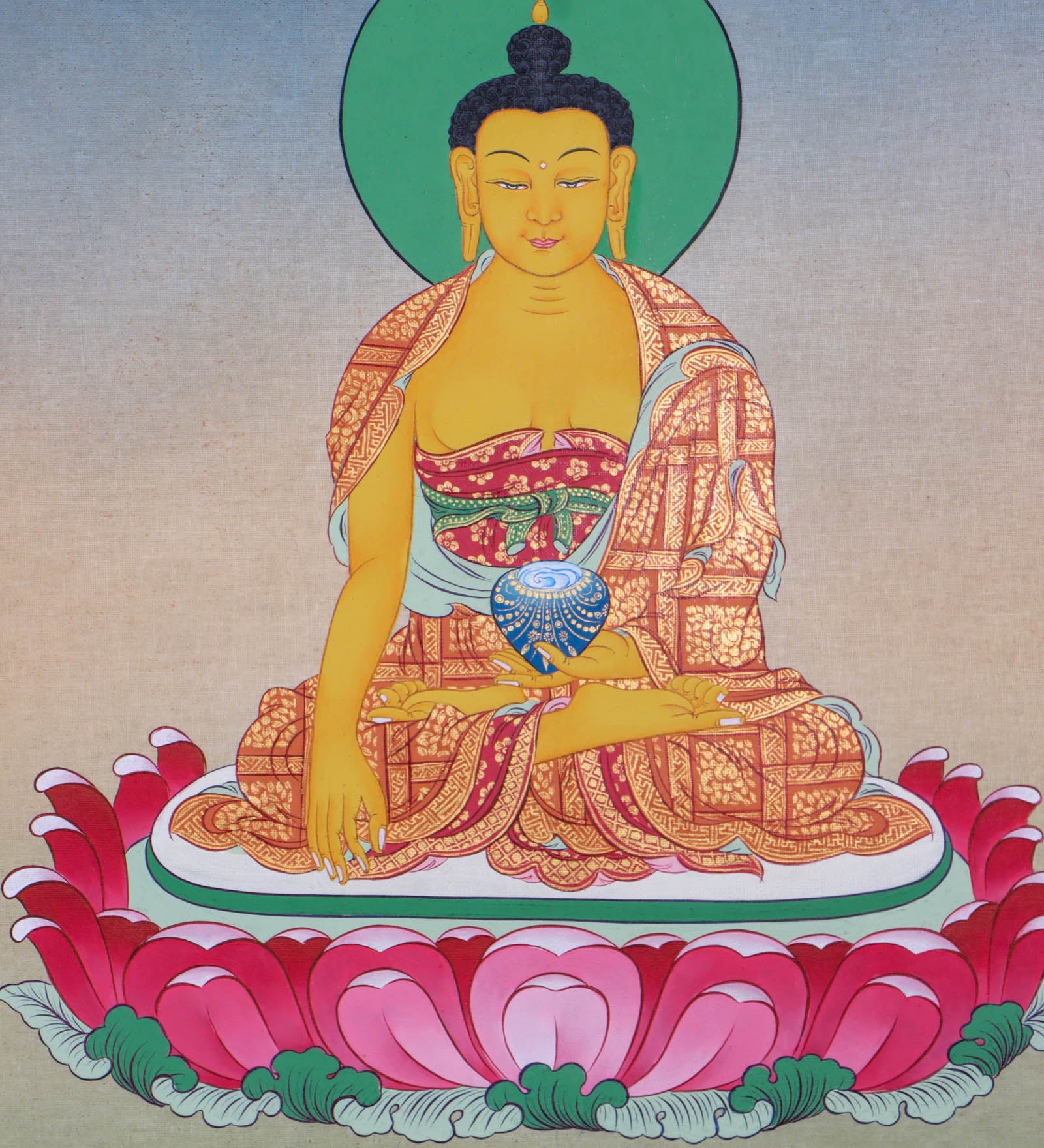 Shakyamuni Buddha Thangka Painting - Handpainted by skillful artisan - Himalayas Shop