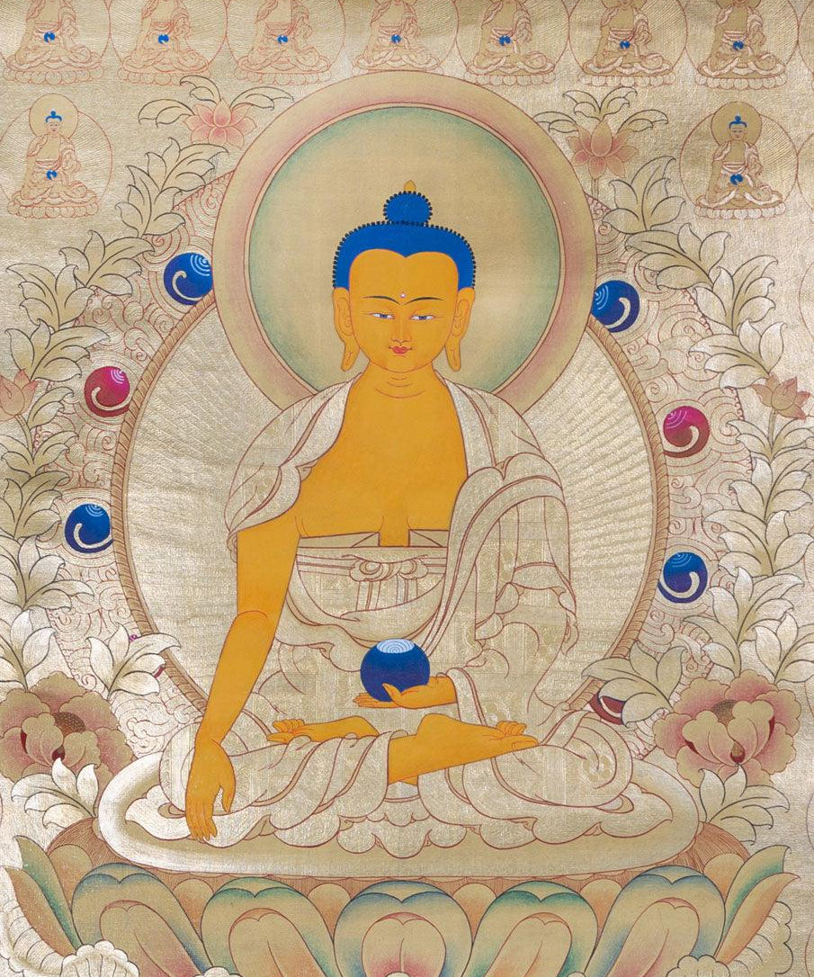 108 Buddha Thangka painting on cotton Canvas with 24 K Gold. A master piece Tibetan Thangka art from Nepal. 