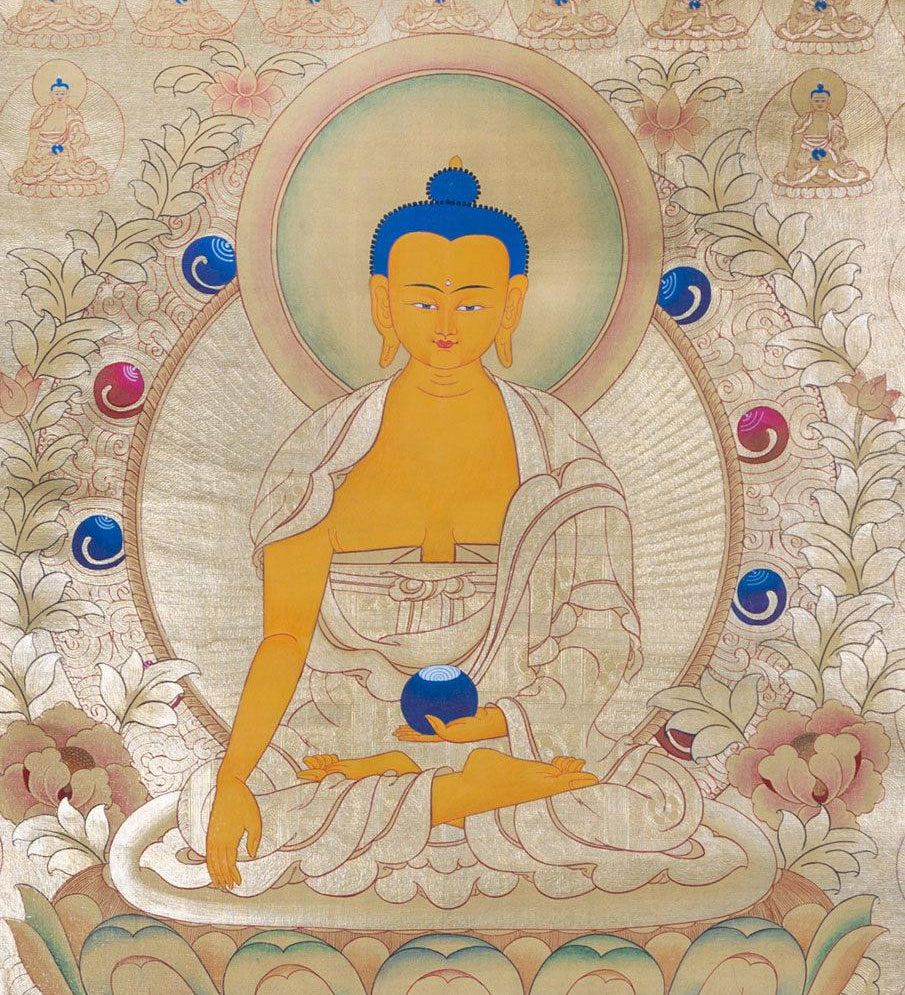 108 Buddha Thangka painting on cotton Canvas with 24 K Gold. A master piece Tibetan Thangka art from Nepal. 