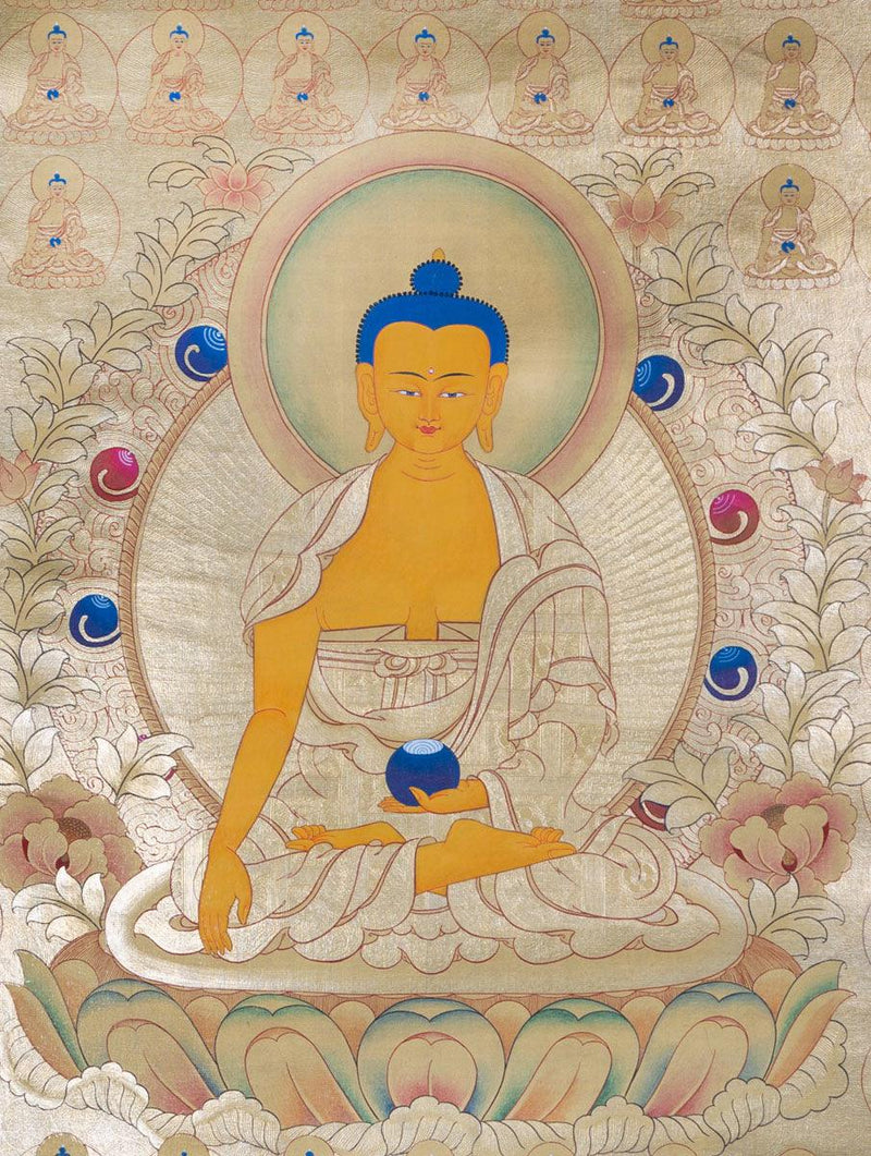 108 Buddha Thangka painting on cotton Canvas with 24 K Gold. A master piece Tibetan Thangka art from Nepal. 