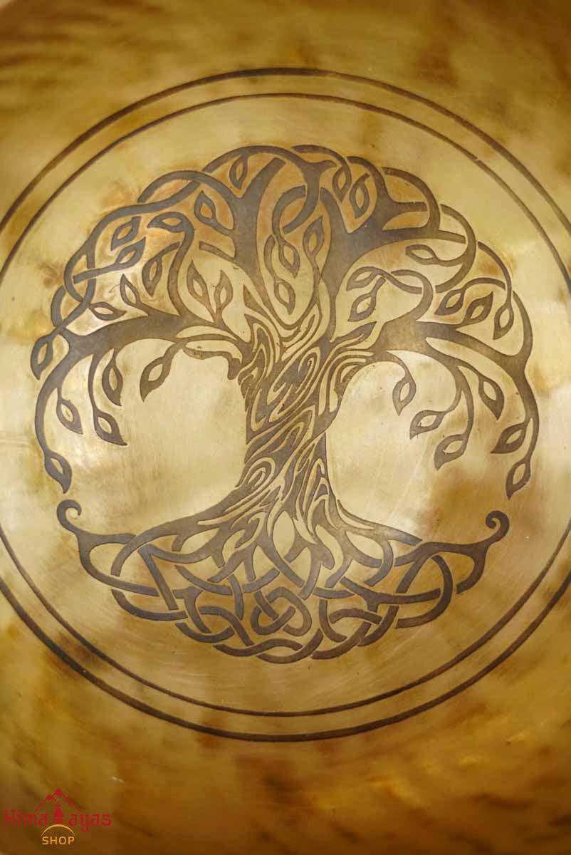 Beautiful Singing Bowl handmade from Nepal with tree of life symbol for spiritual practice and meditation