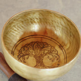 Beautiful Singing Bowl handmade from Nepal with tree of life symbol for spiritual practice and meditation