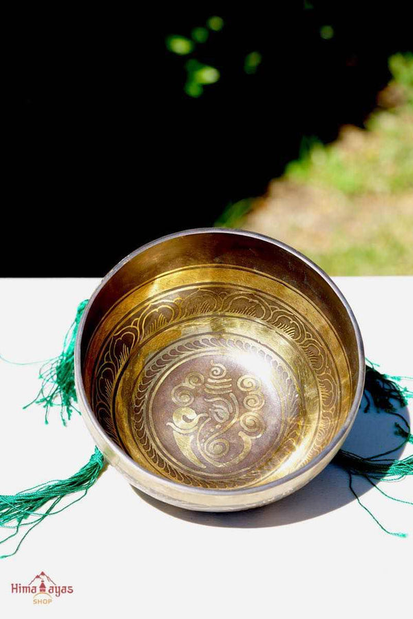 Ganesh Singing bowl for sound healing and meditation. Himalayas Shop special collection singing Bowl at lowest price with free cushion and suede mallet.