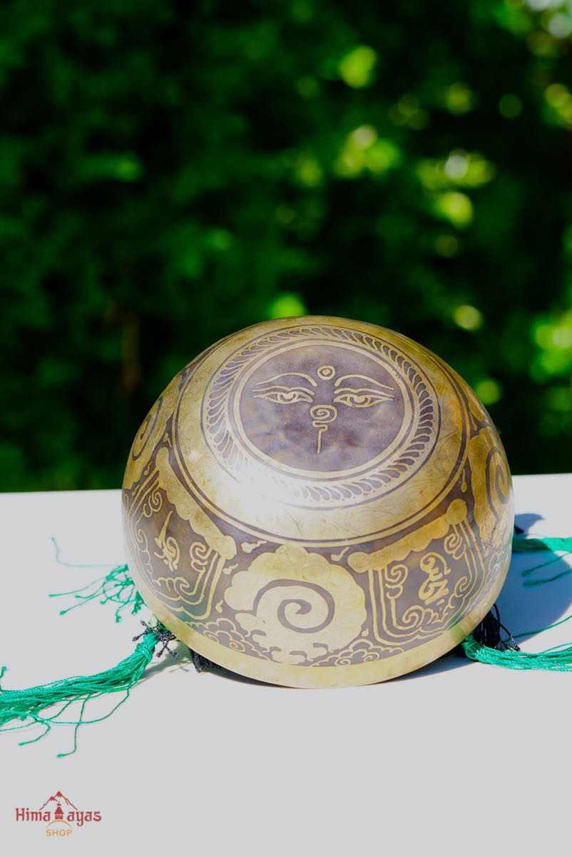 Ganesh Singing bowl for sound healing and meditation. Himalayas Shop special collection singing Bowl at lowest price with free cushion and suede mallet.