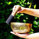 Ganesh Singing bowl for sound healing and meditation. Himalayas Shop special collection singing Bowl at lowest price with free cushion and suede mallet.
