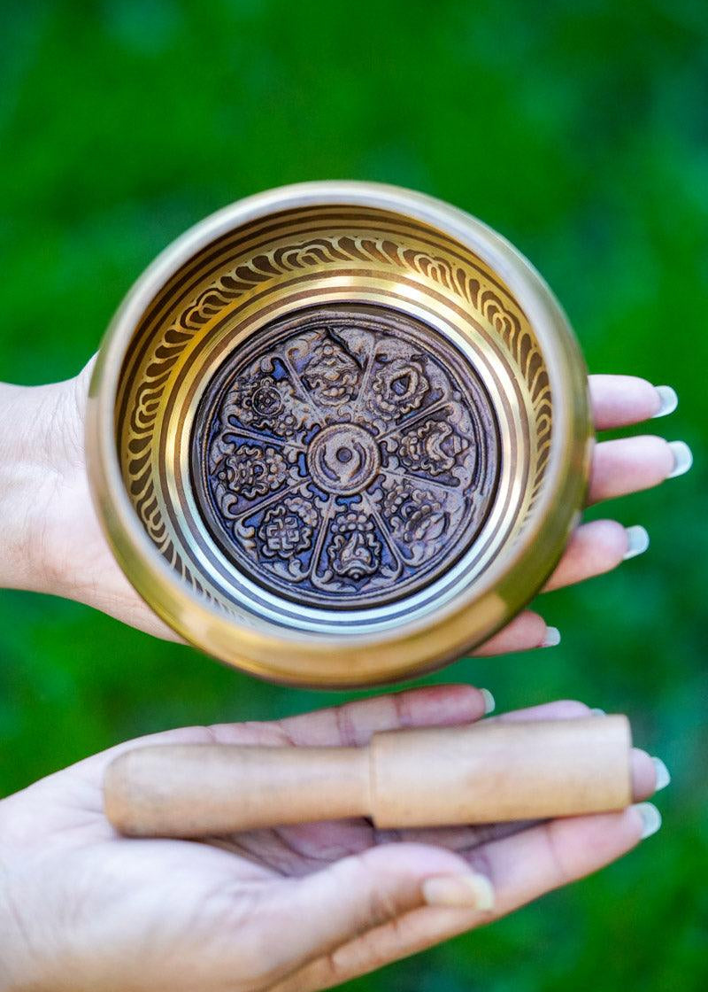 Small Singing Bowl with Asthamangal - HimalayasShop