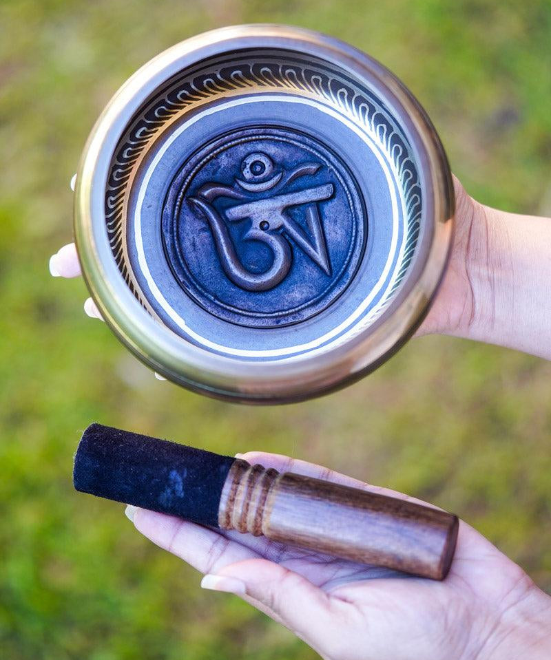 Bronze Om Carved Singing Bowl - HimalayasShop