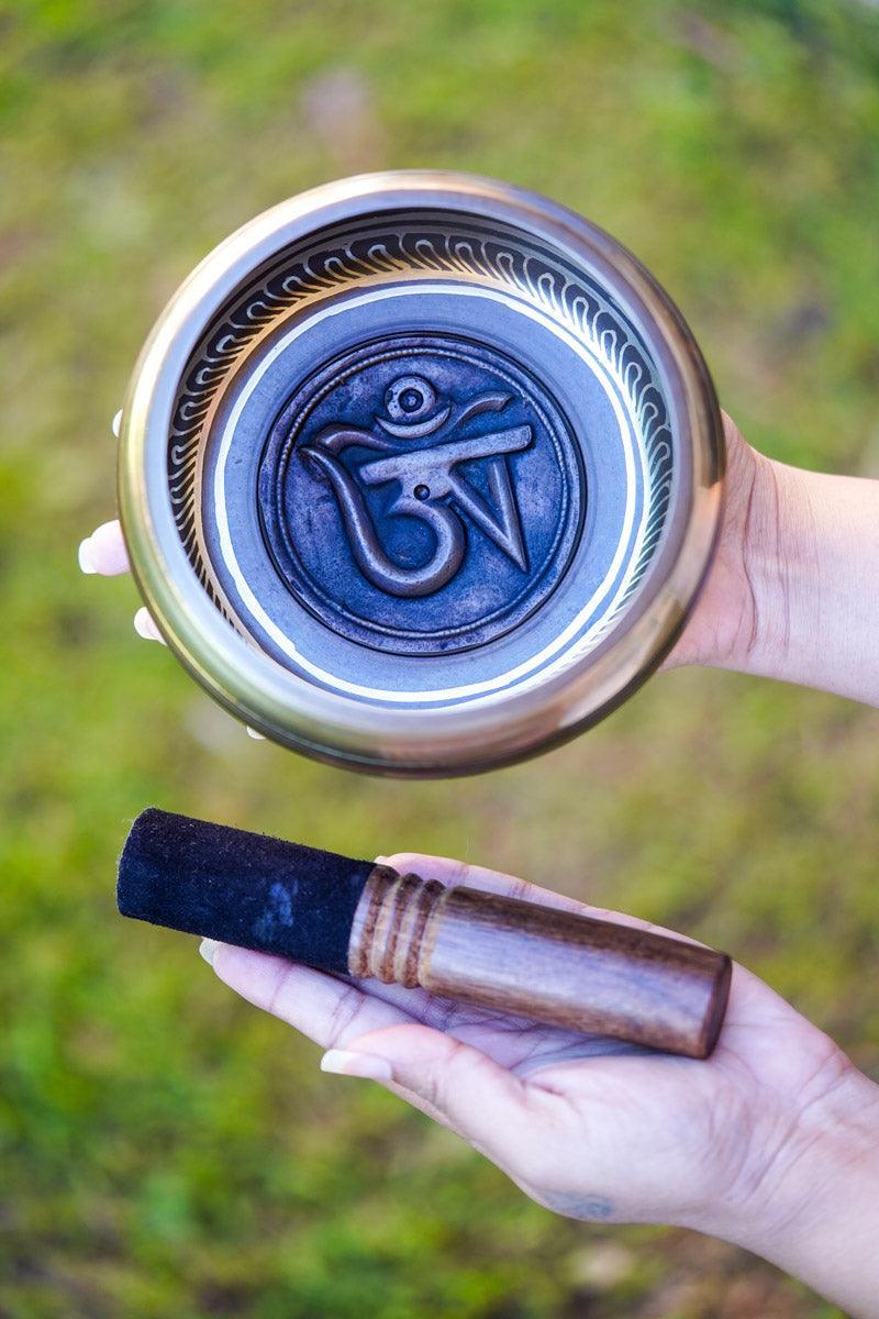 Bronze Om Carved Singing Bowl - HimalayasShop