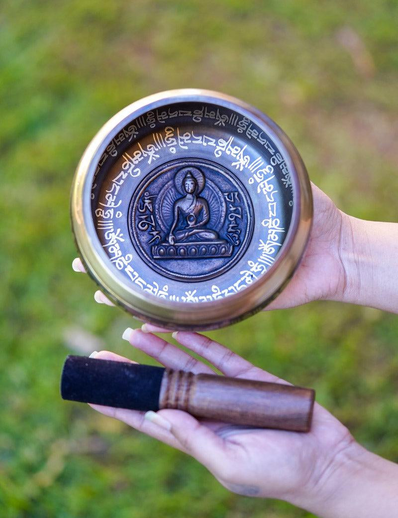 Amitabha Buddha Carved Singing Bowl - HimalayasShop