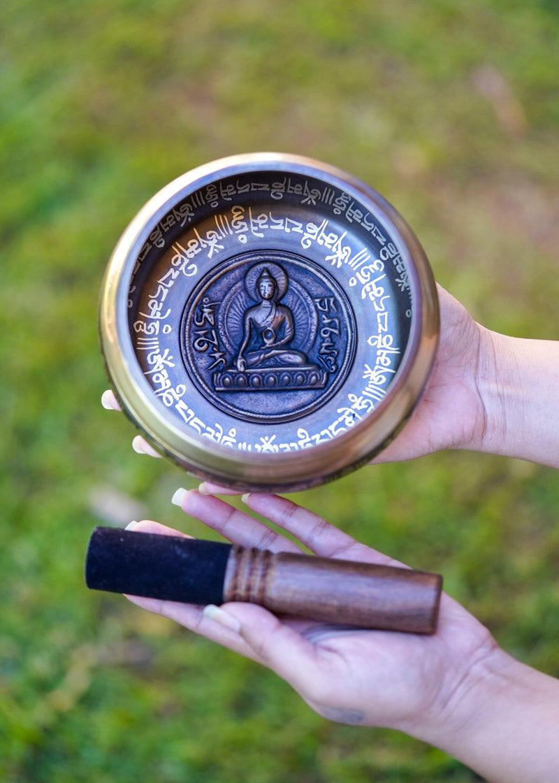 Amitabha Buddha Carved Singing Bowl - HimalayasShop