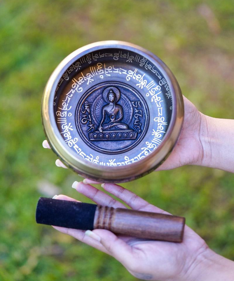 Amitabha Buddha Carved Singing Bowl - HimalayasShop