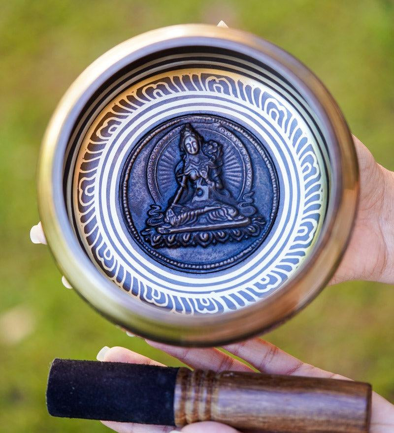 White Tara Carved Singing Bowl - HimalayasShop 