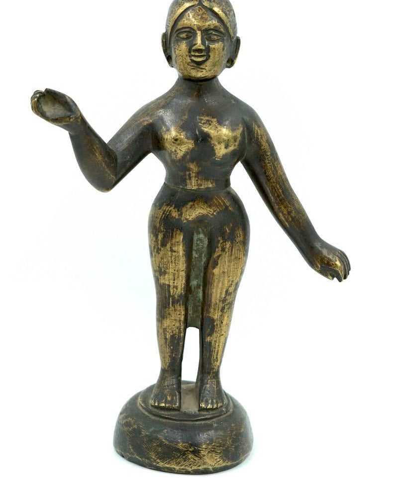 Vintage Bronze Statue of Standing Woman