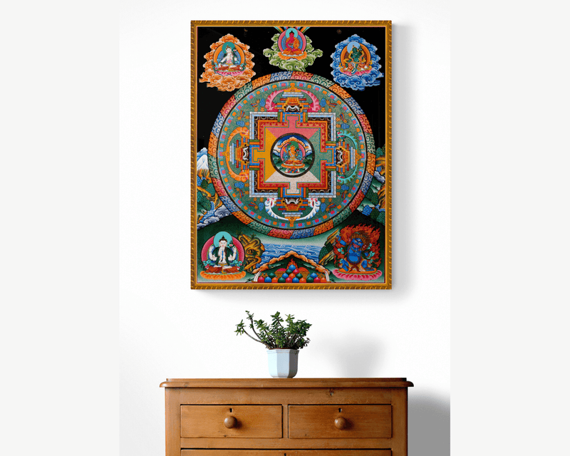 Manjushri mandala thangka painting - HimalayasShop 