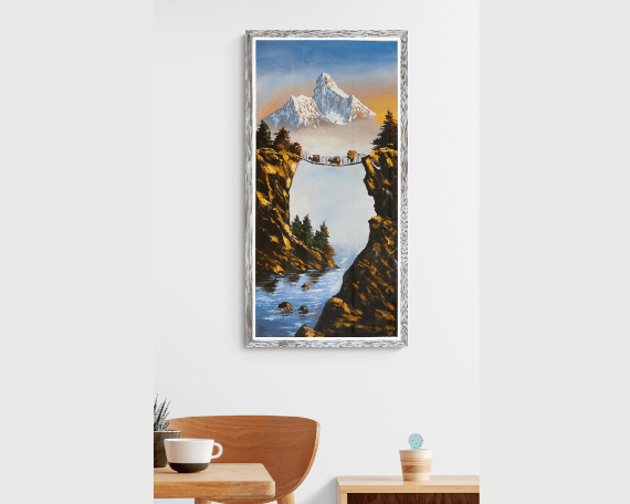 Painting of Mountain Ama Dablam Nepal - Original handmade Acrylic Painting of Mountain landscape- Perfect for room decoration