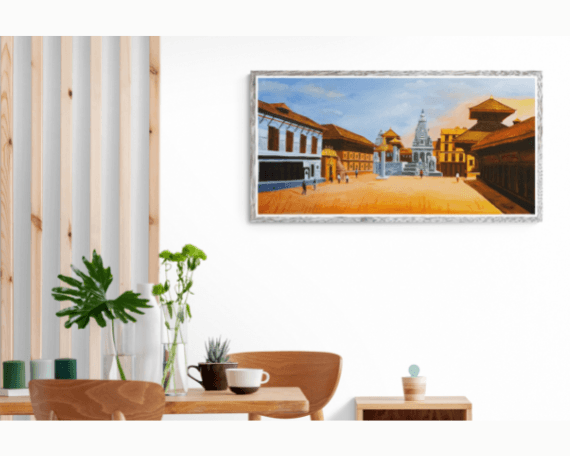 Oil painting of Bhaktapur Durbar Square, Nepal - Original handmade Oil Painting - Nepal landscape painting - Perfect for room decoration