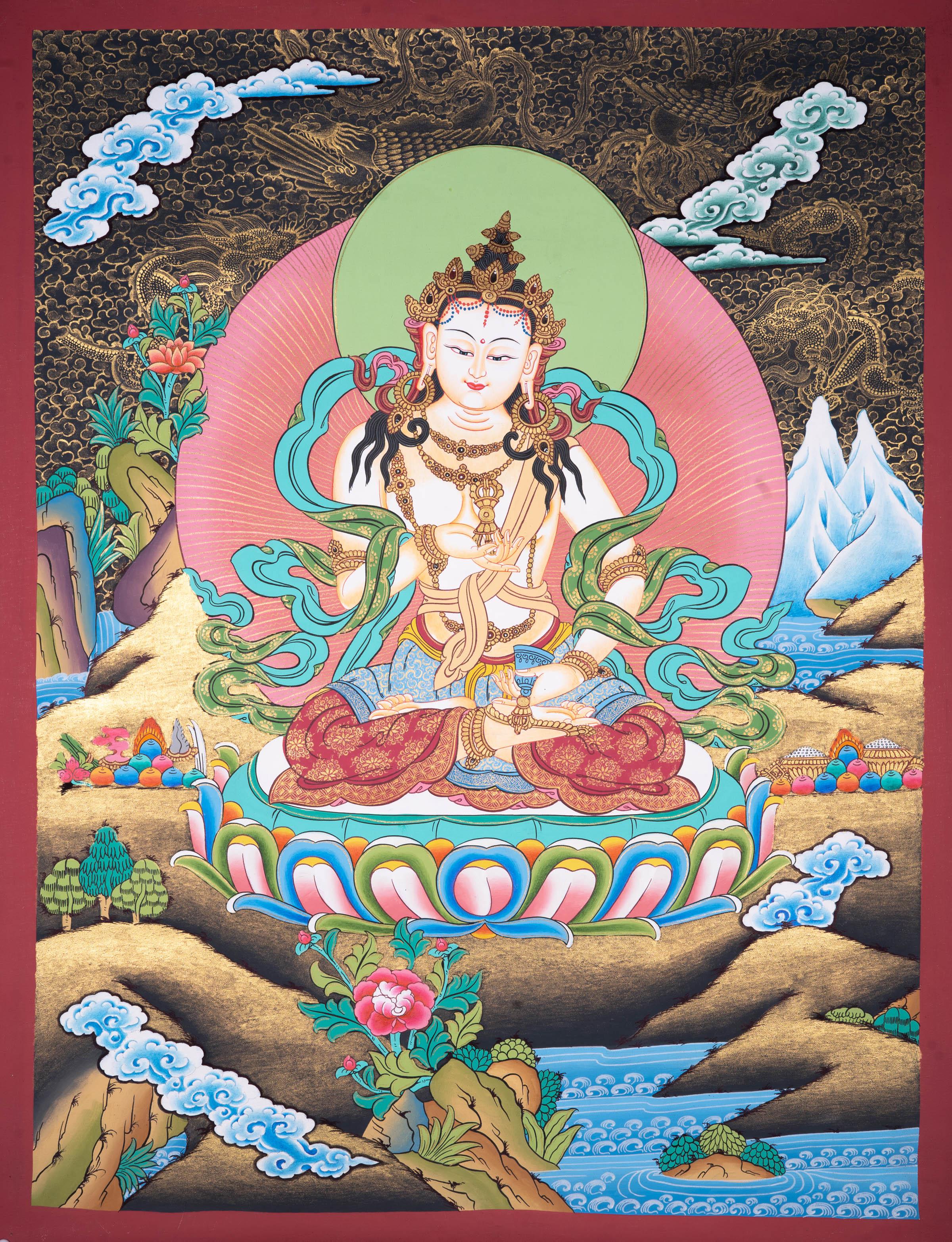Bajrasattwa Thangka Painting - HimalayasShop
