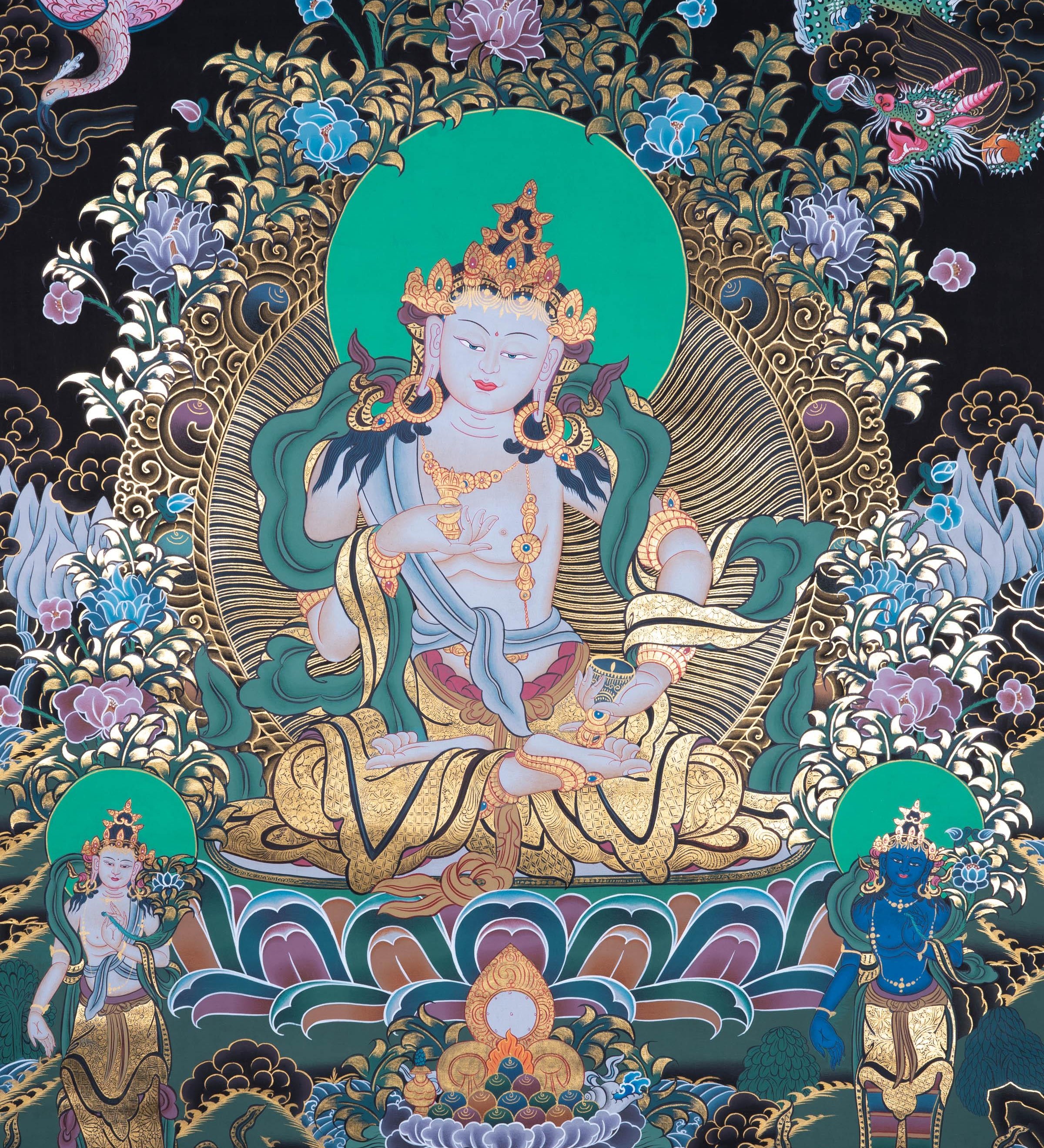 Tibetan Thangka art - Vajrasattva ,the Purifier - Himalayas Shop