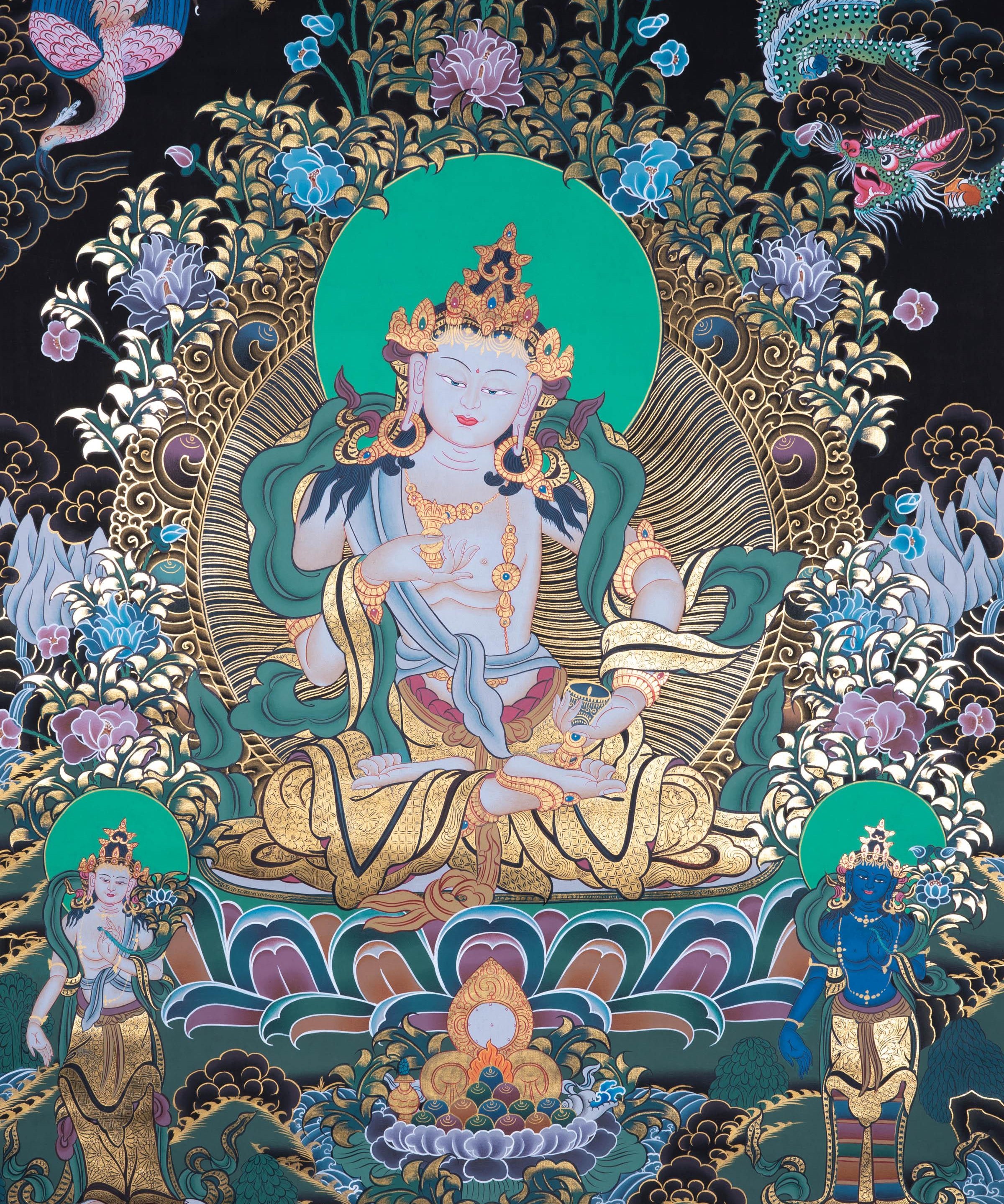 Tibetan Thangka art - Vajrasattva ,the Purifier - Himalayas Shop