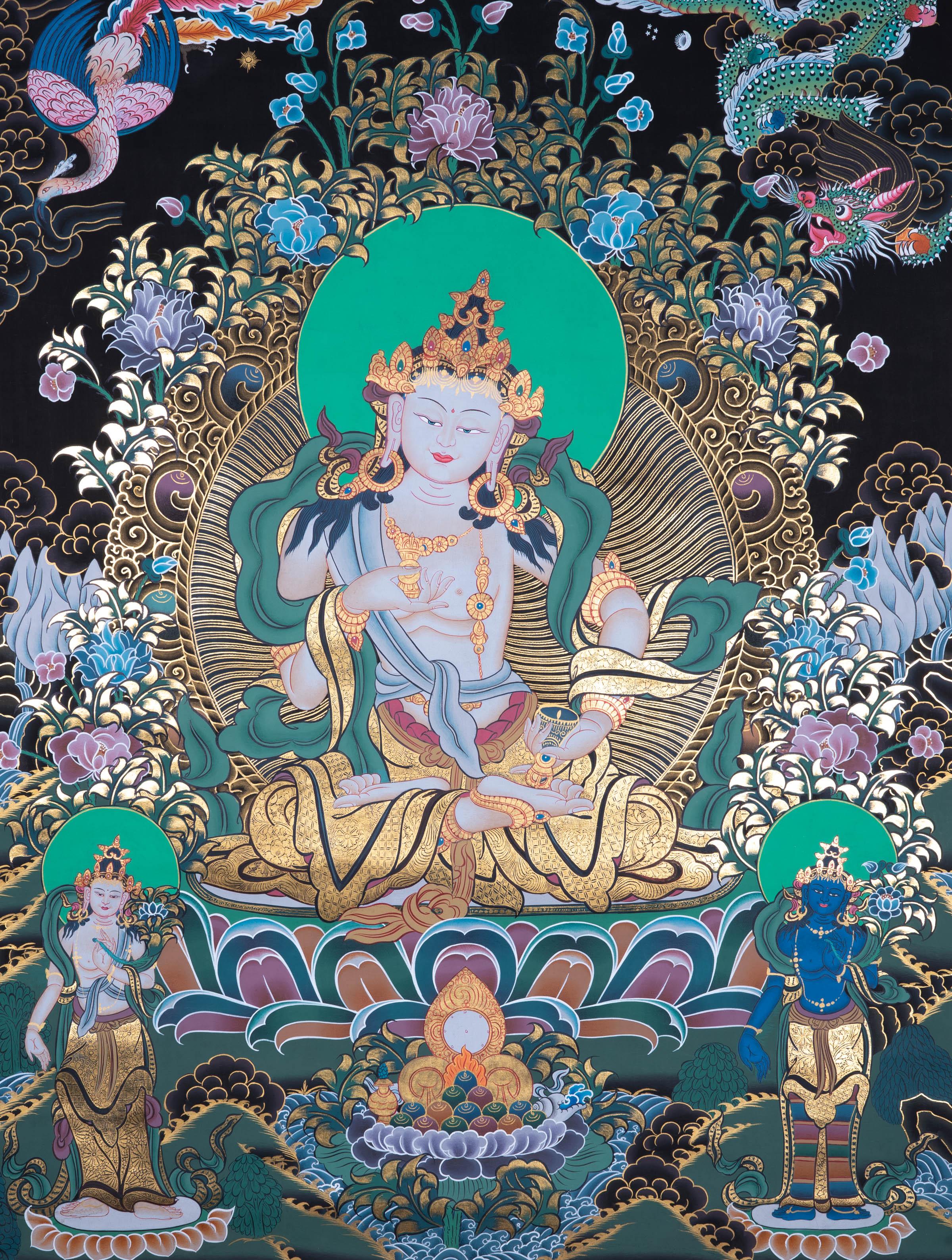 Tibetan Thangka art - Vajrasattva ,the Purifier - Himalayas Shop