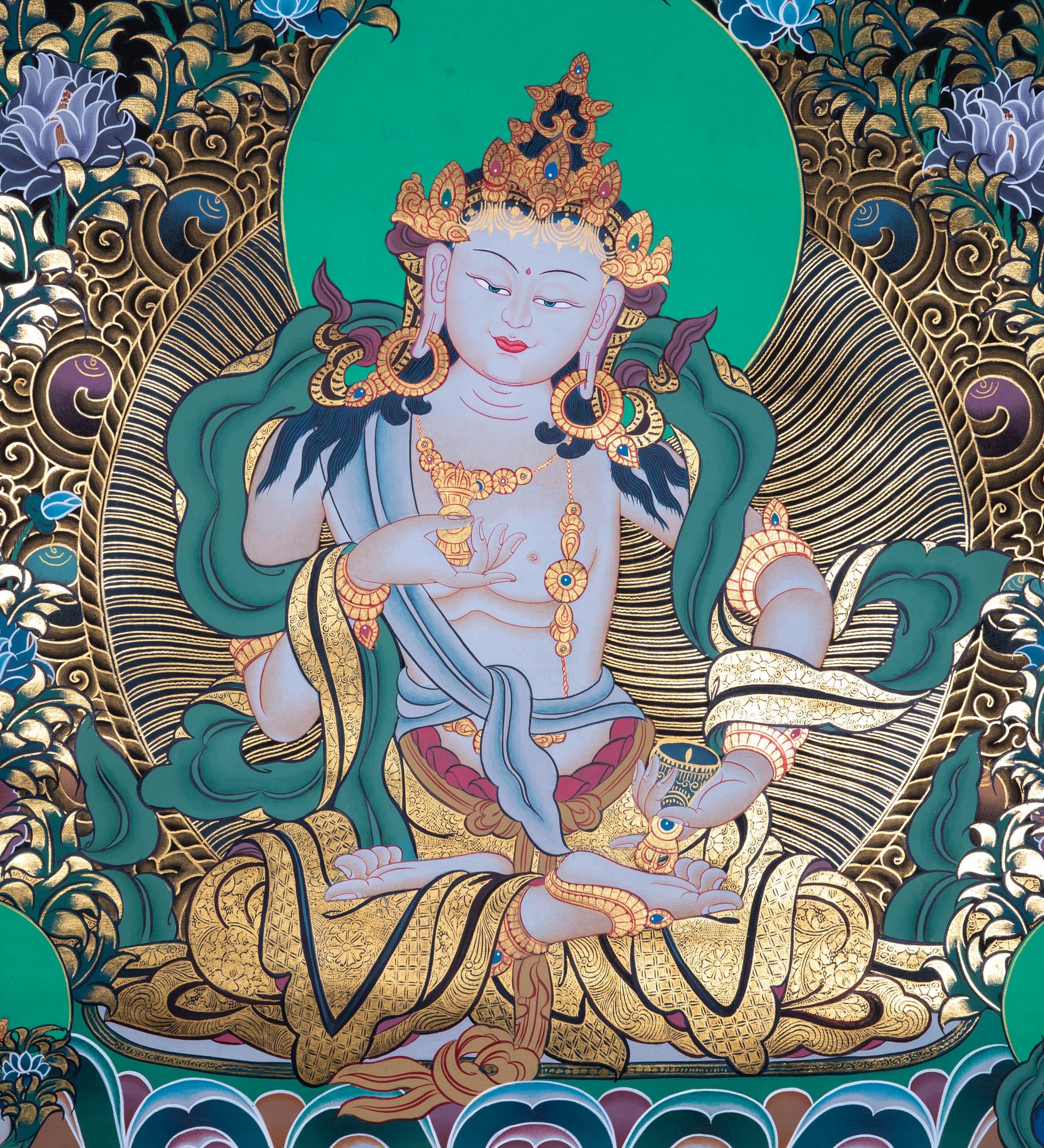 Tibetan Thangka art - Vajrasattva ,the Purifier - Himalayas Shop