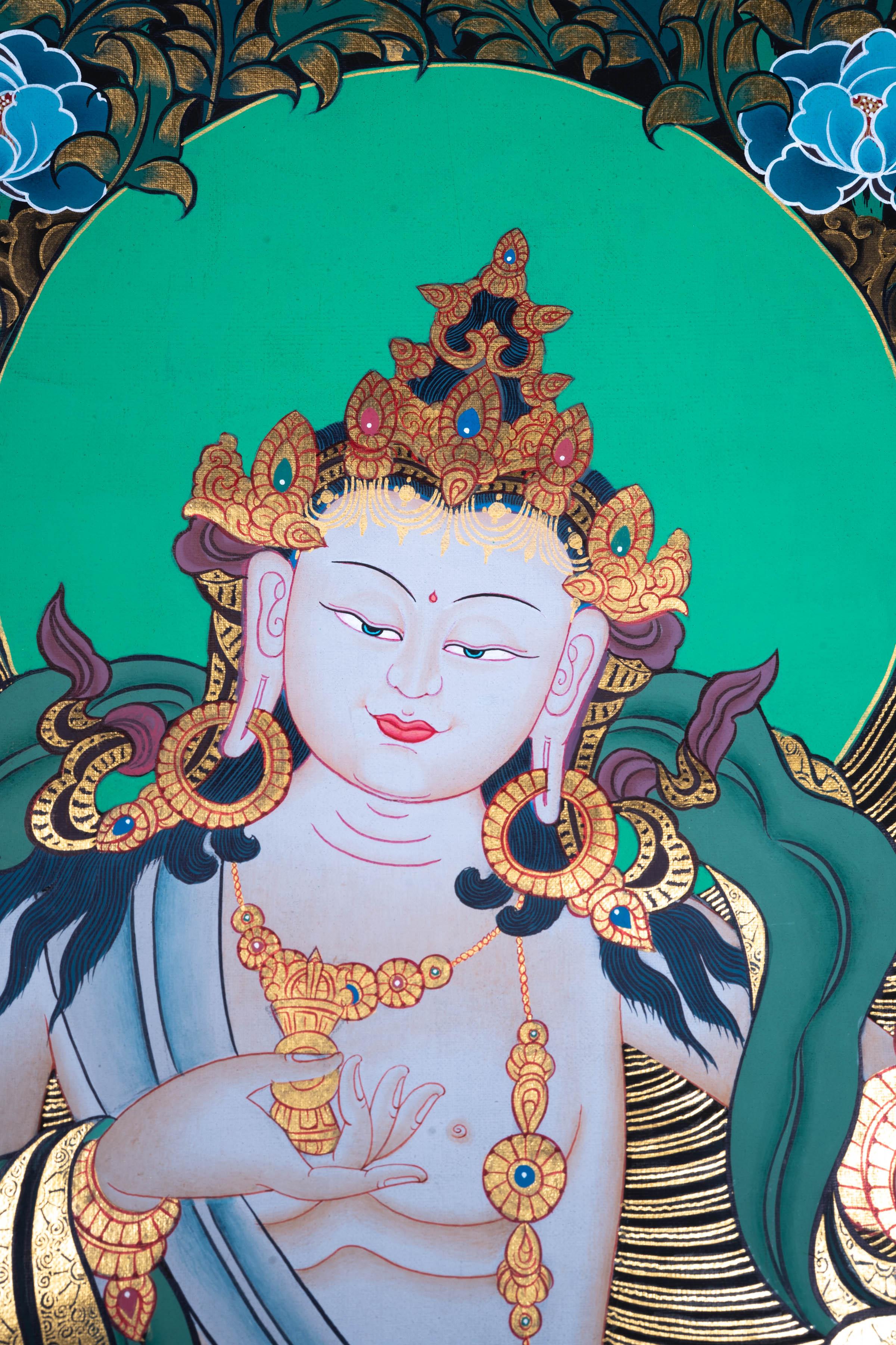 Tibetan Thangka art - Vajrasattva ,the Purifier - Himalayas Shop