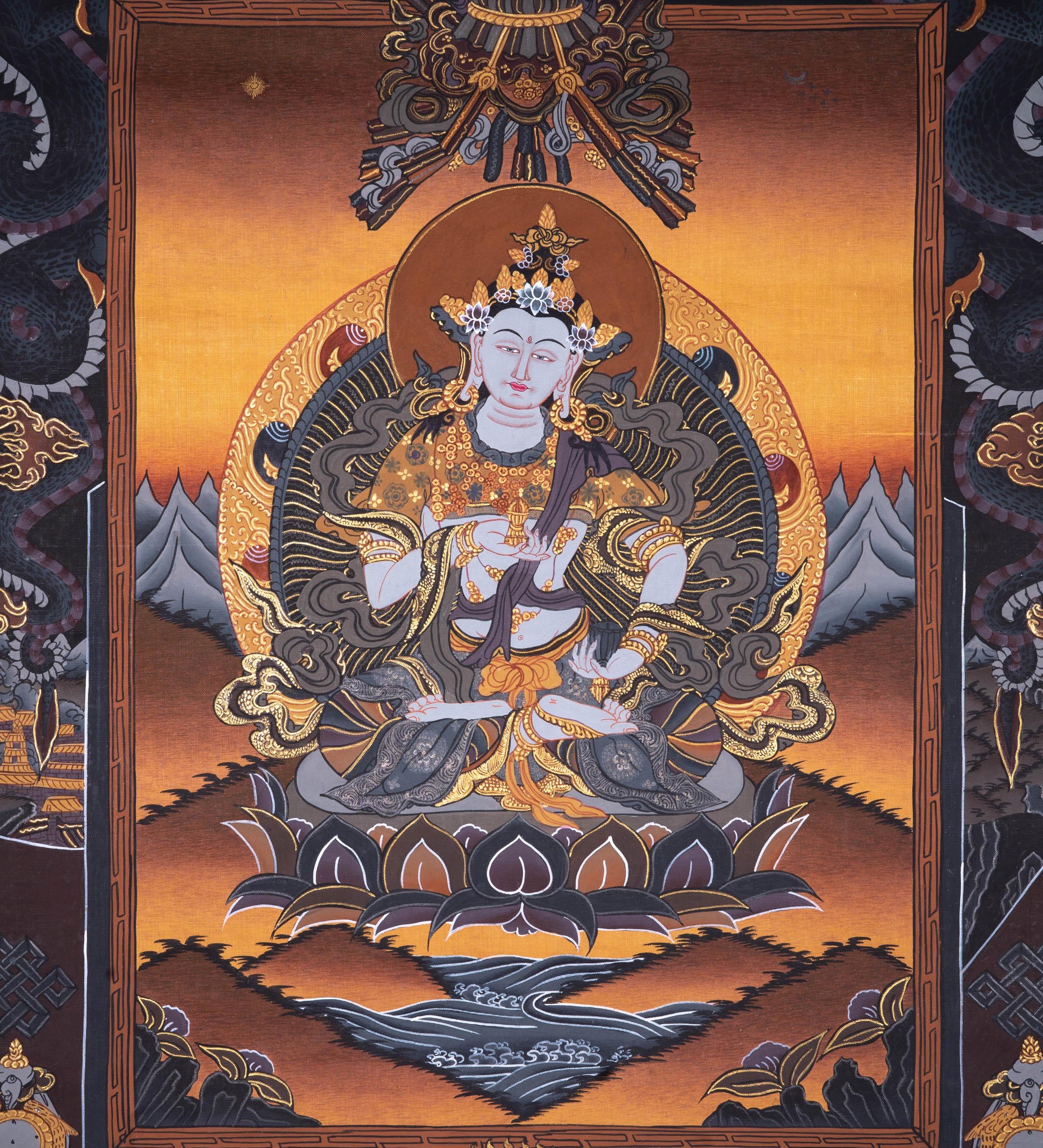 Beautiful Vajrasattva Tibetan thangka - Himalayas Shop