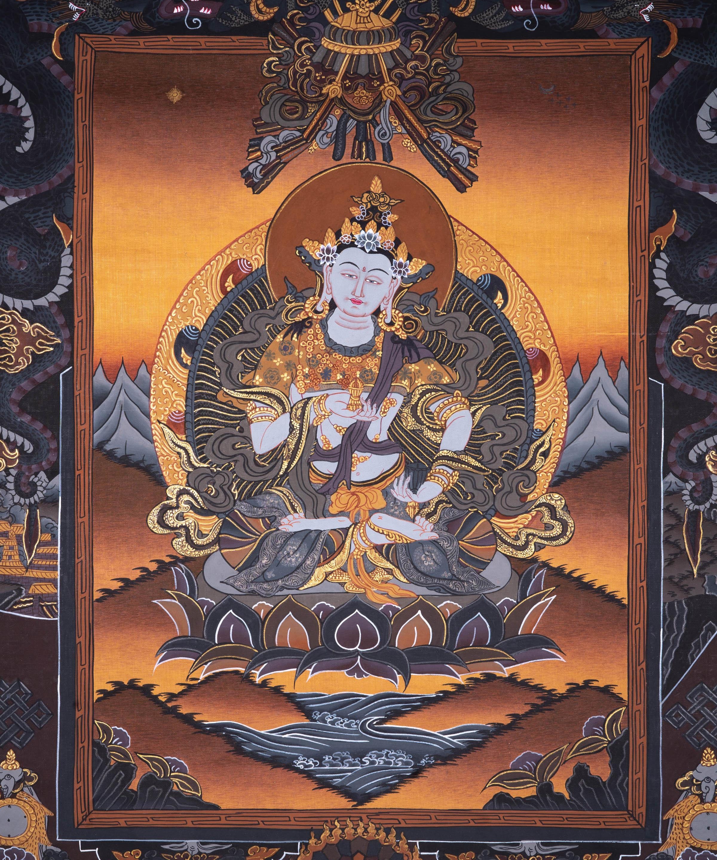Beautiful Vajrasattva Tibetan thangka - Himalayas Shop