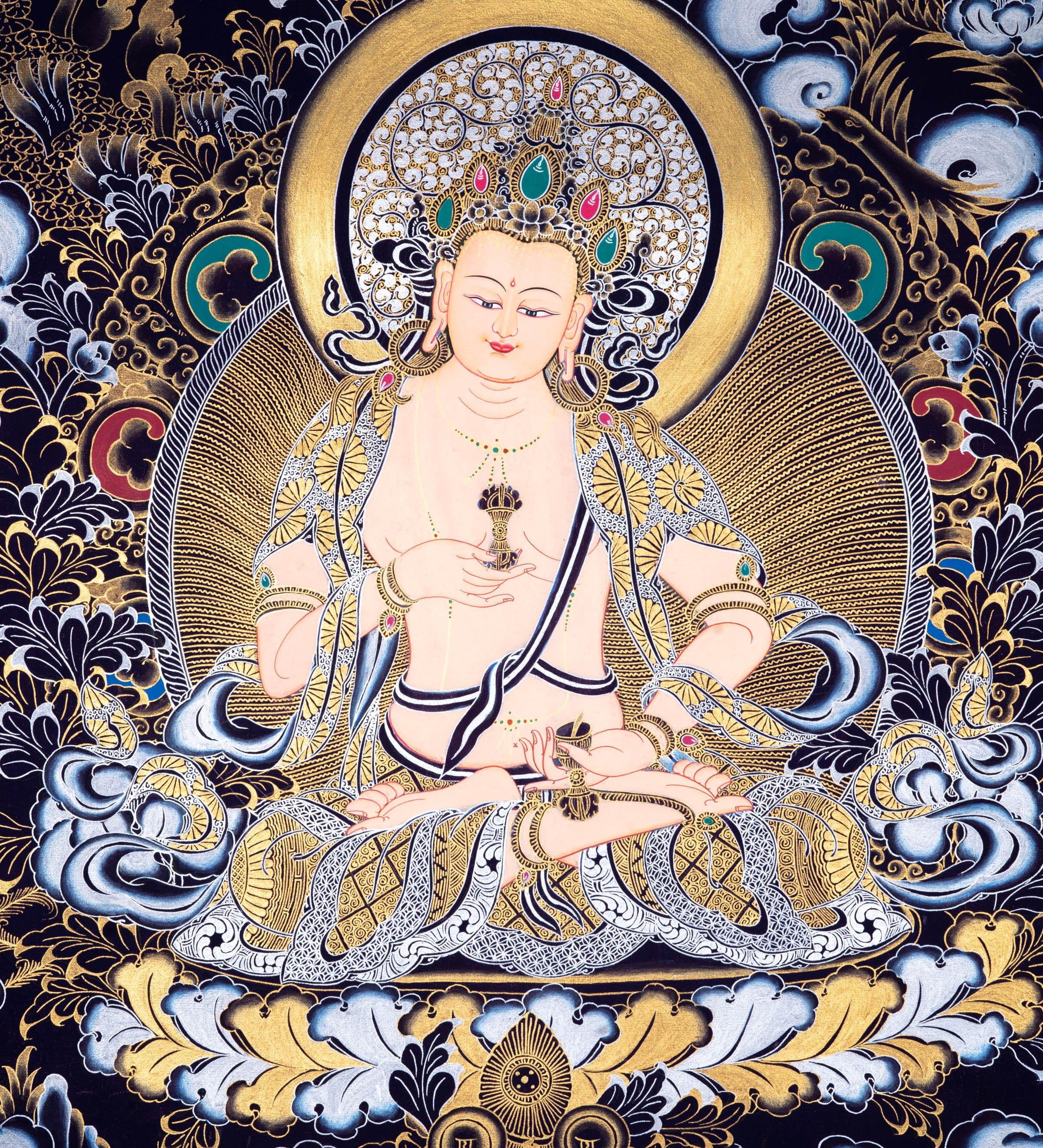 Vajrasattva canvas tibetan art - Himalayas Shop