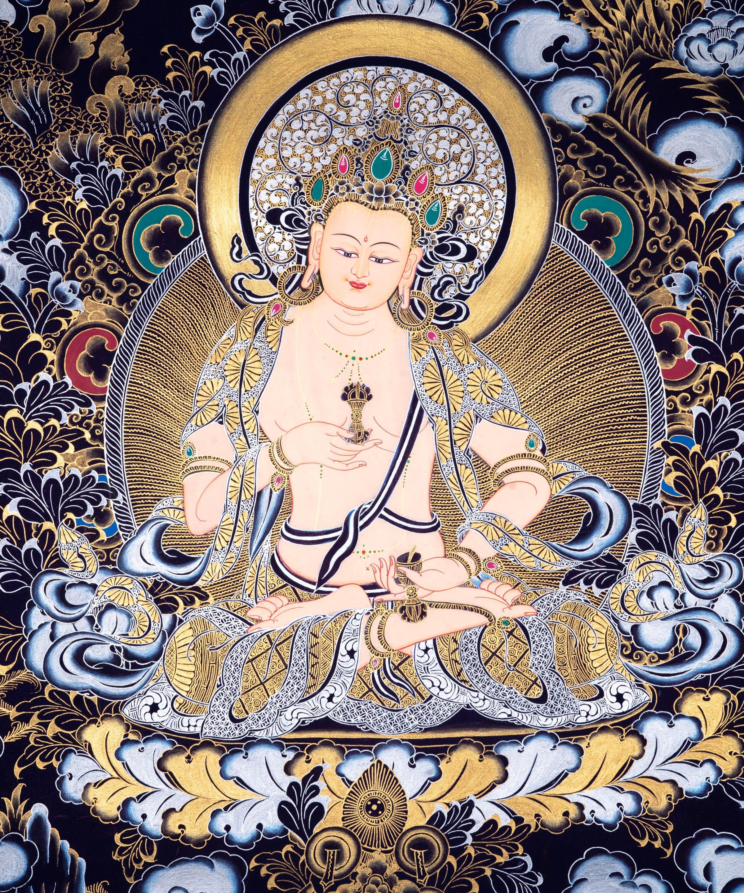 Vajrasattva canvas tibetan art - Himalayas Shop