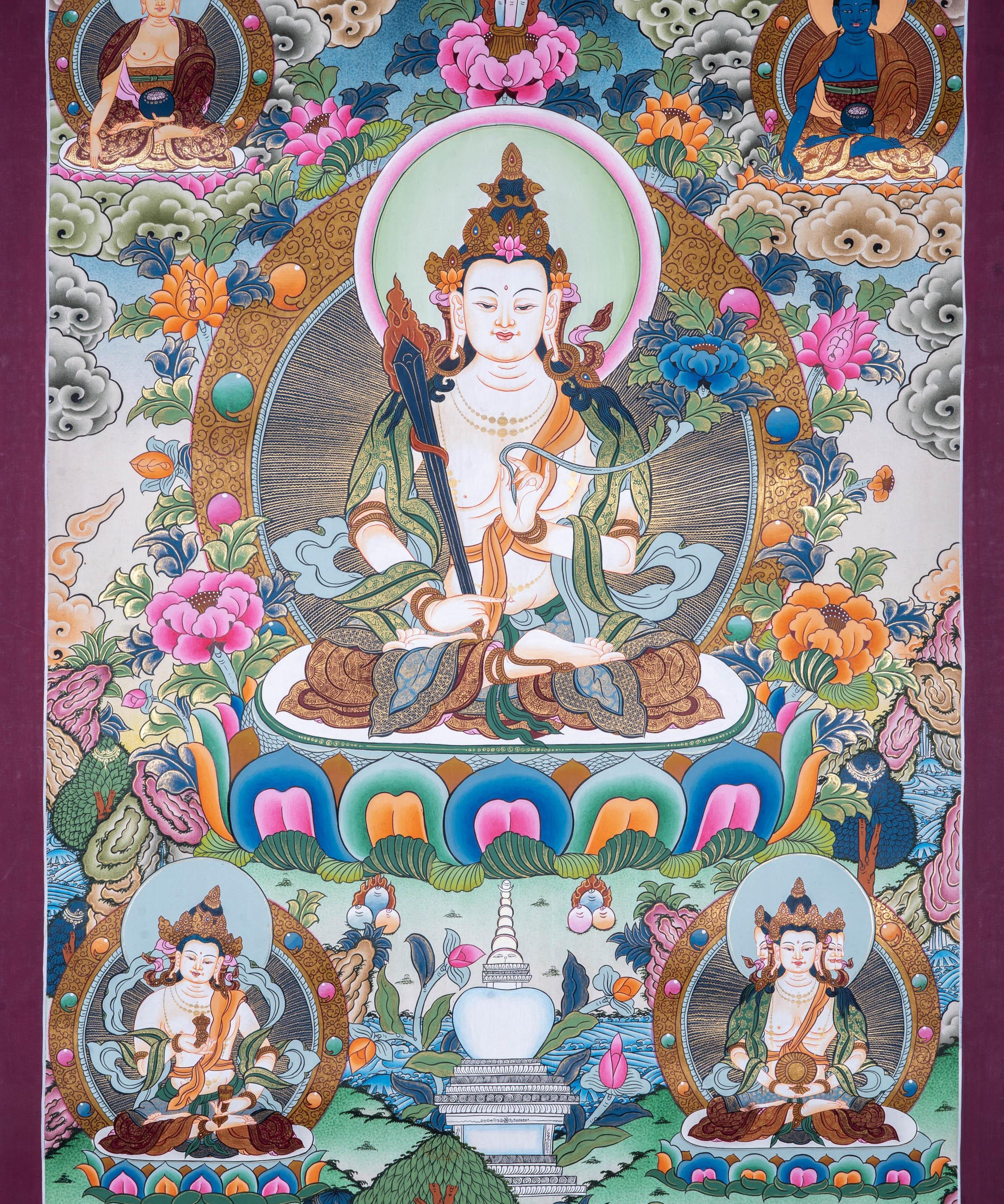 Manjushri Tibetan Thangka Painting - Himalayas Shop