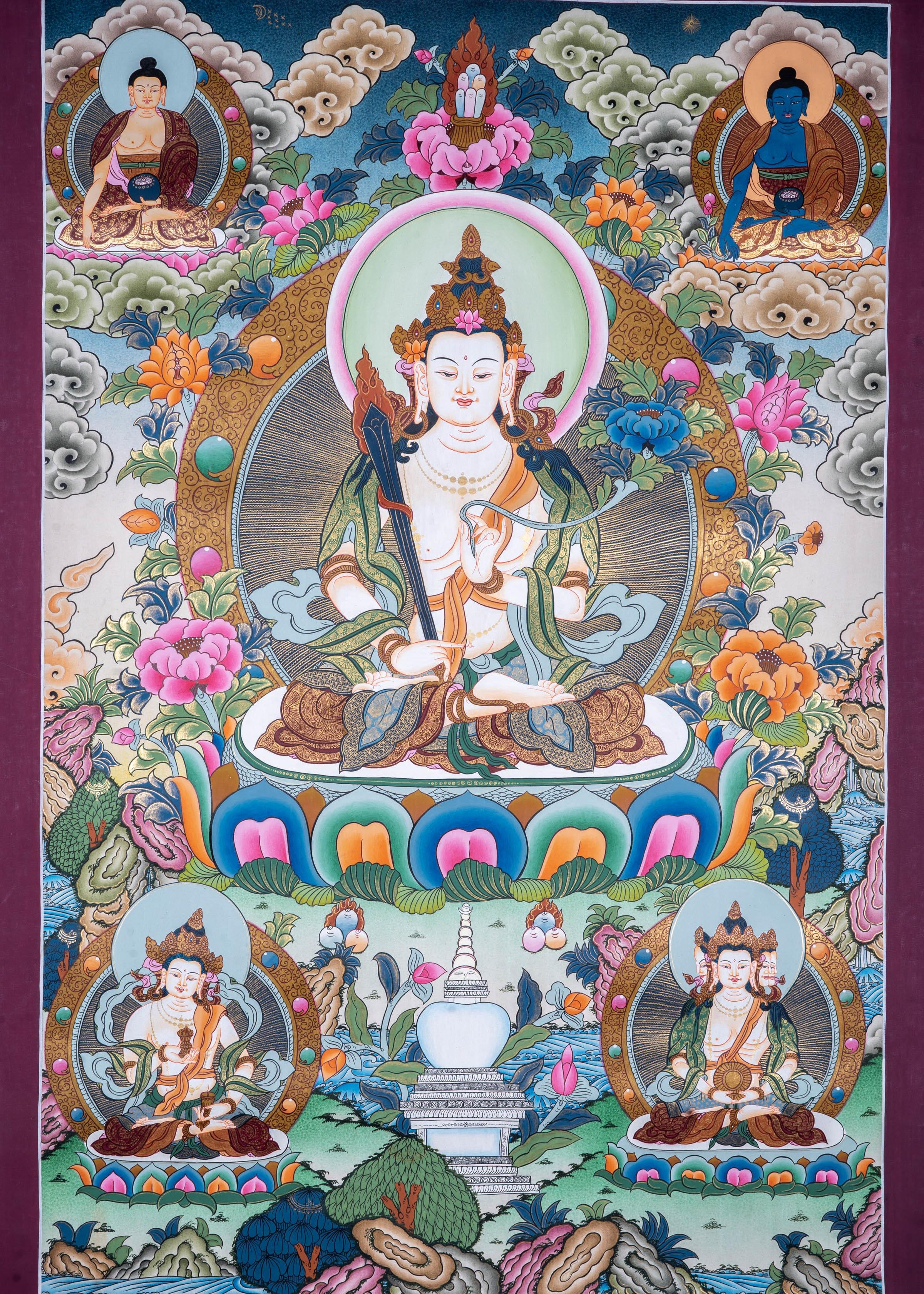 Manjushri Tibetan Thangka Painting - Himalayas Shop
