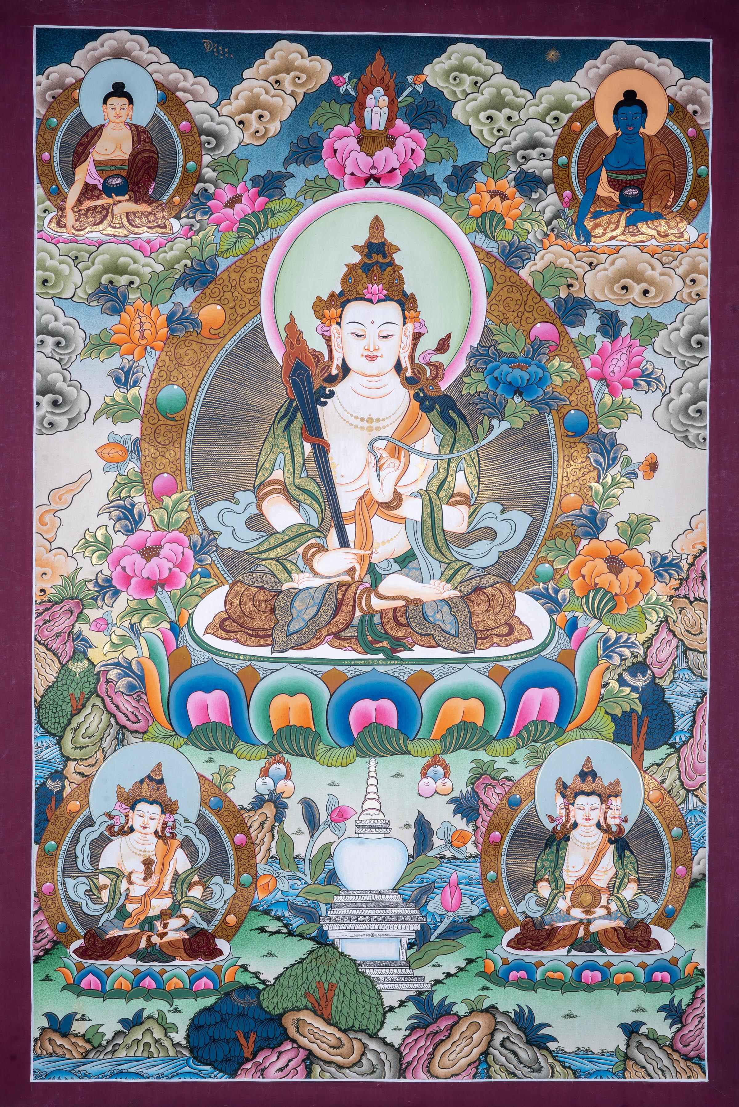 Manjushri Tibetan Thangka Painting - Himalayas Shop