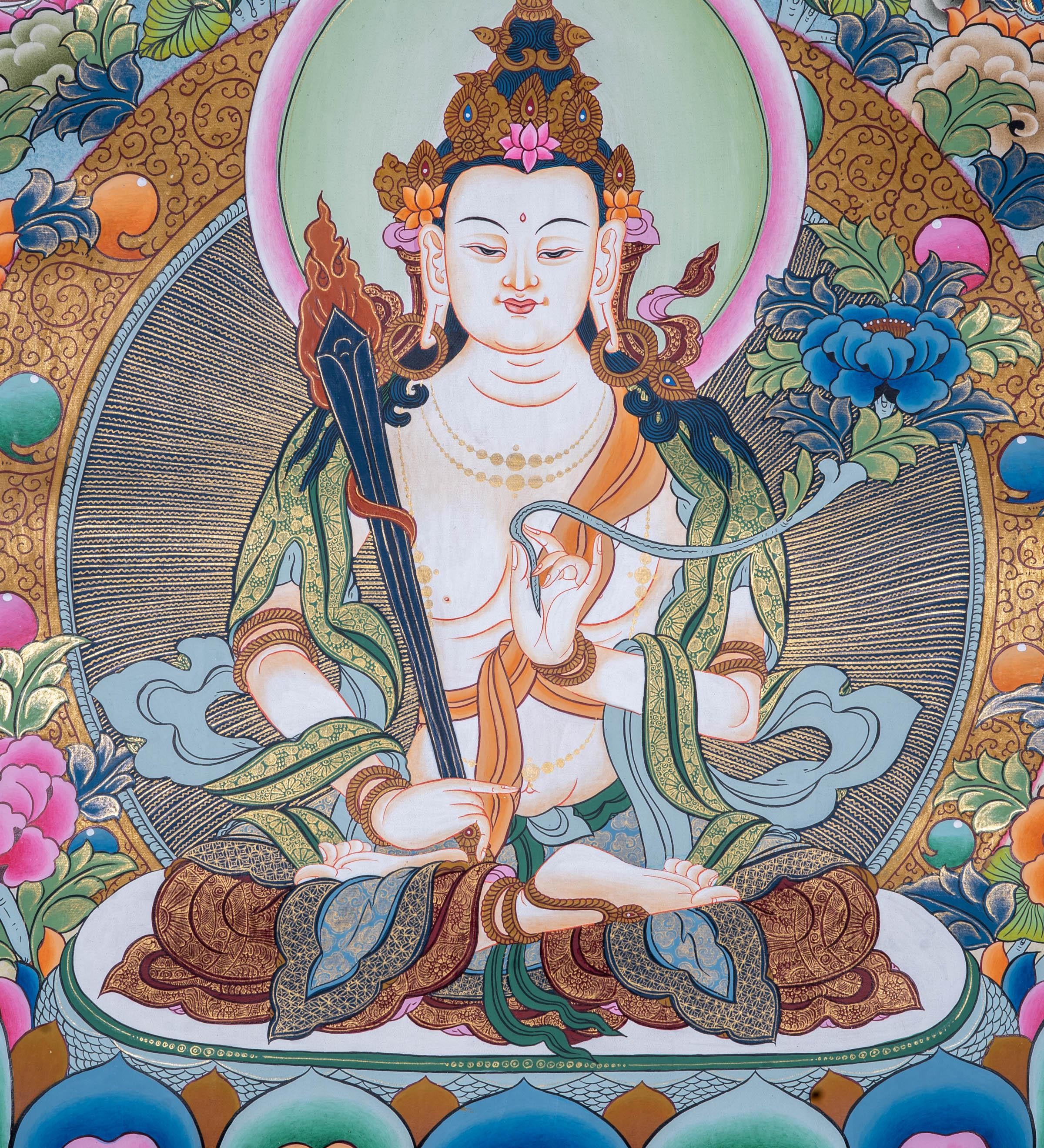 Manjushri Tibetan Thangka Painting - Himalayas Shop