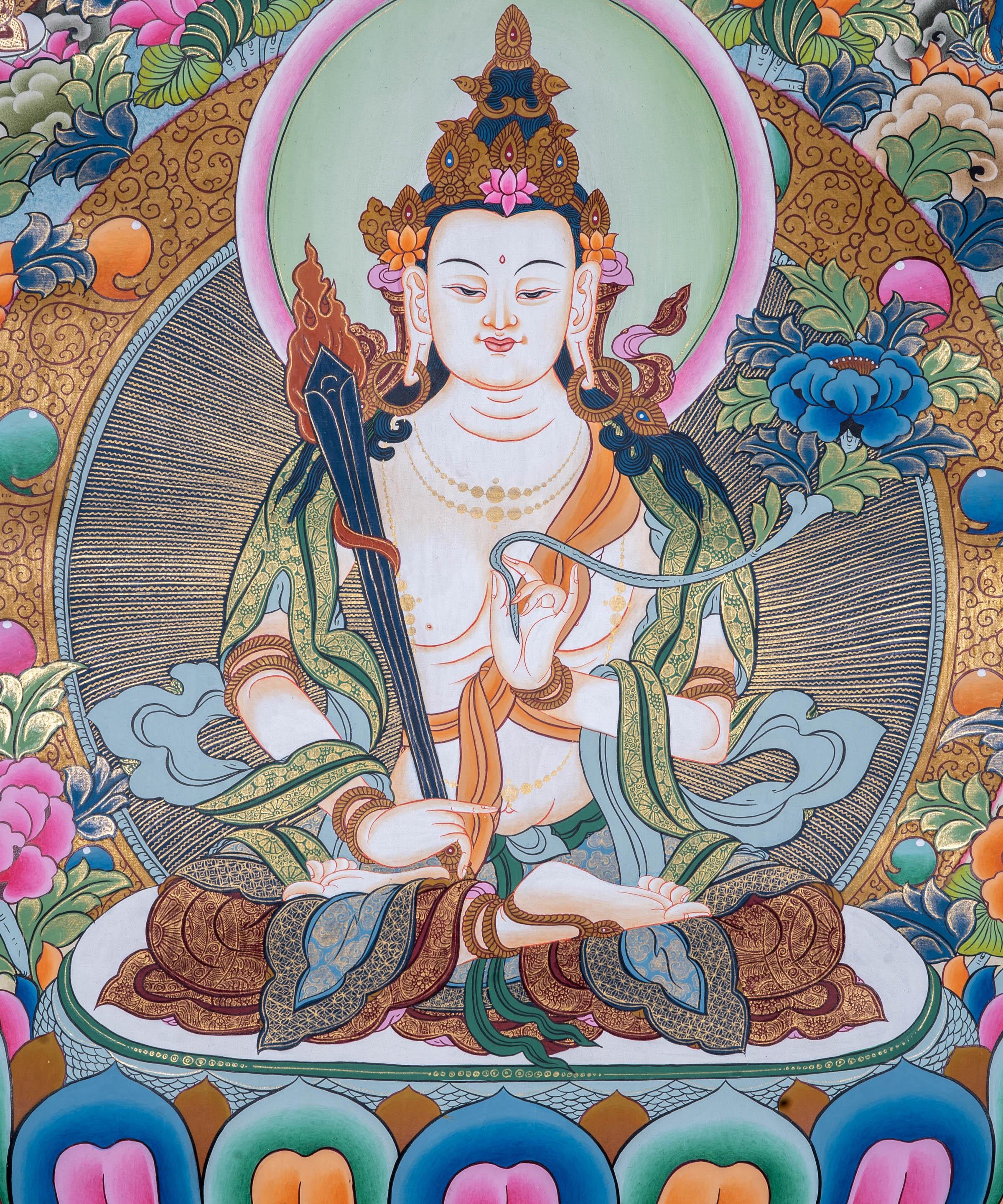 Manjushri Tibetan Thangka Painting - Himalayas Shop