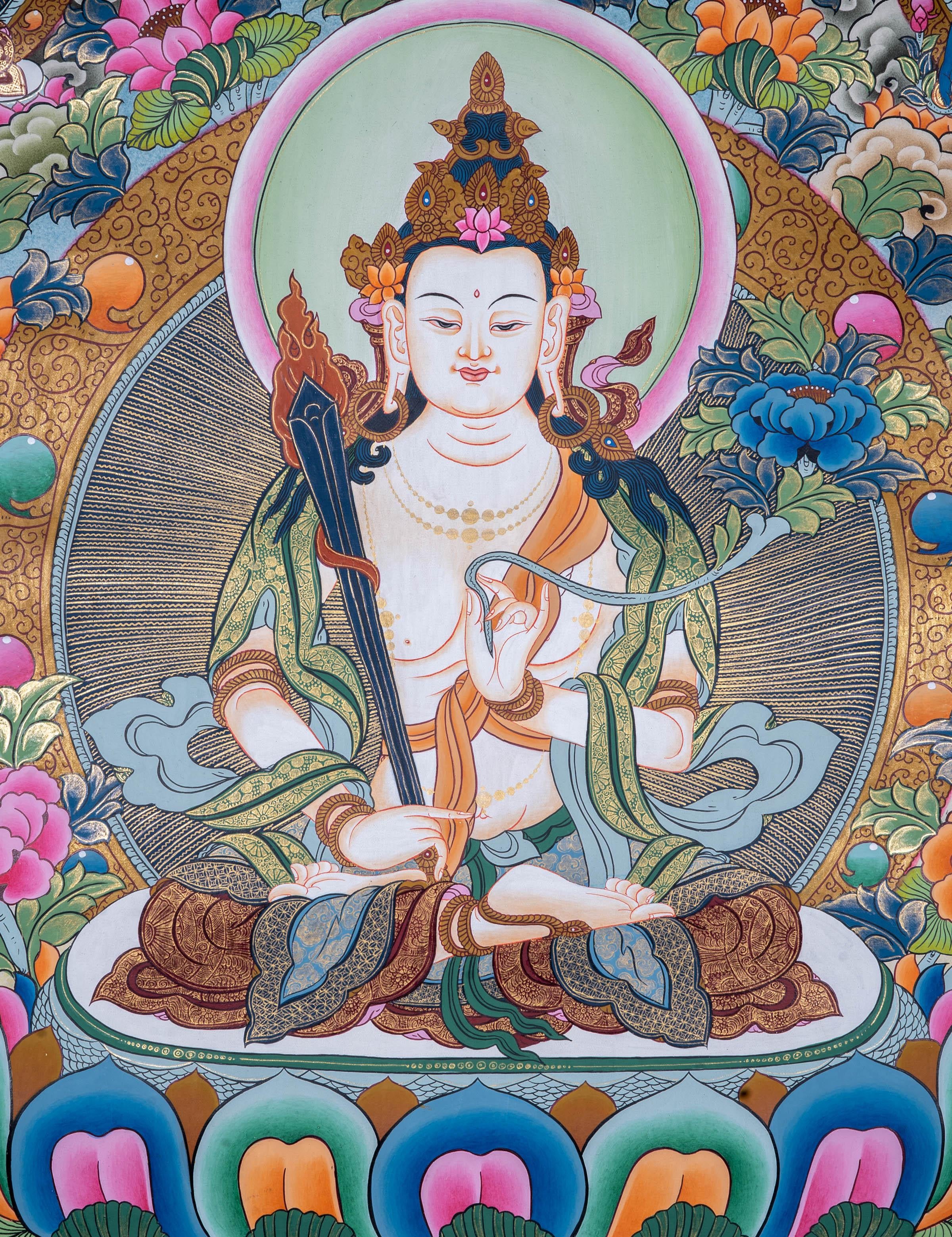 Manjushri Tibetan Thangka Painting - Himalayas Shop