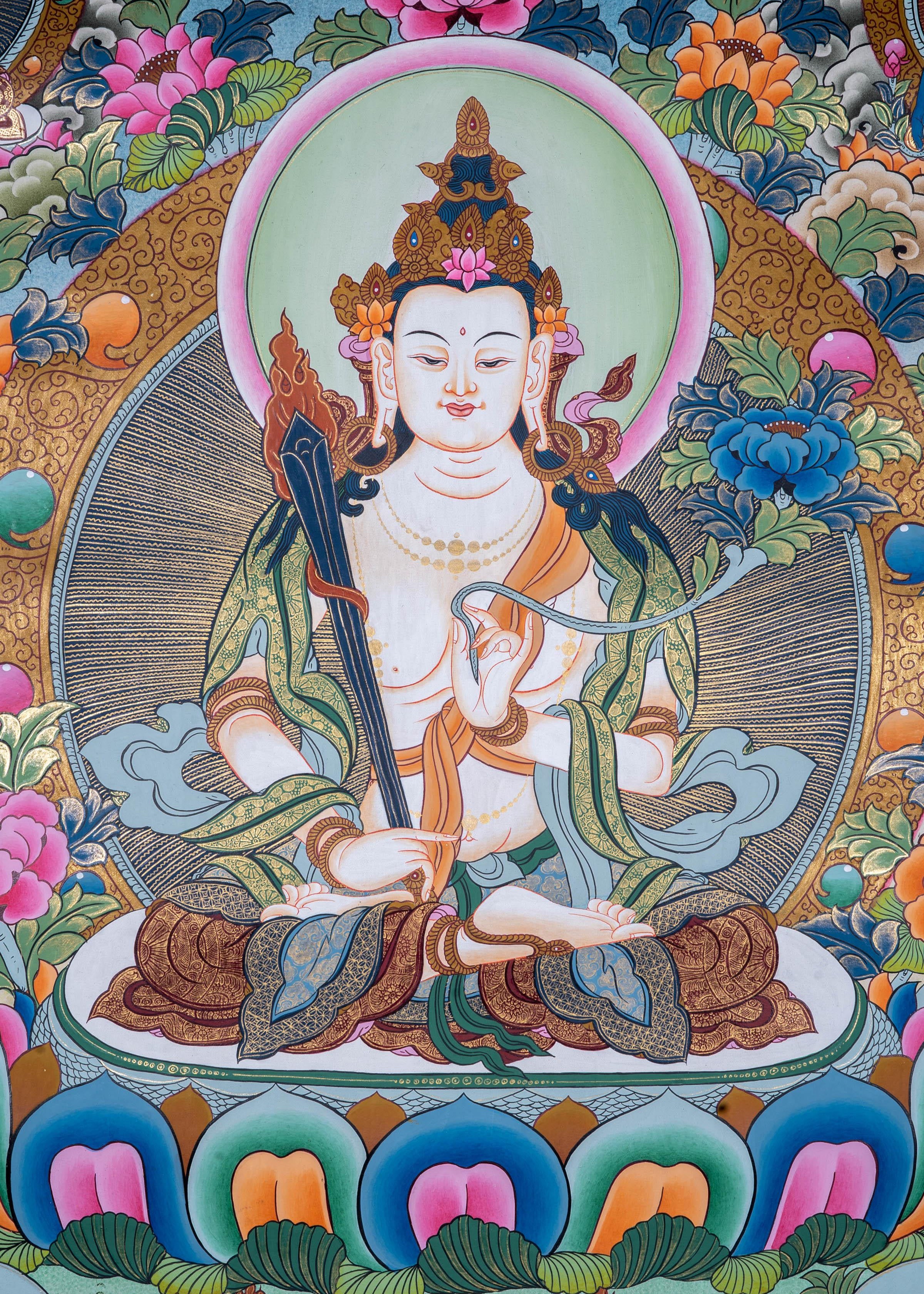 Manjushri Tibetan Thangka Painting - Himalayas Shop