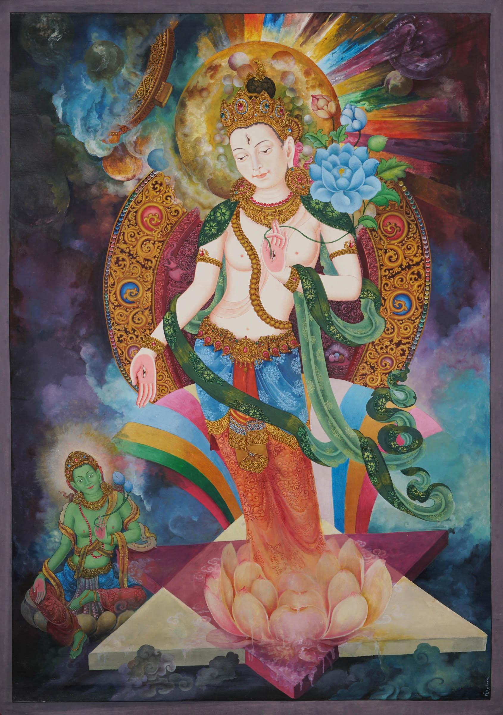 White Tara Thangka - Best handpainted thangka painting - HimalayasShop