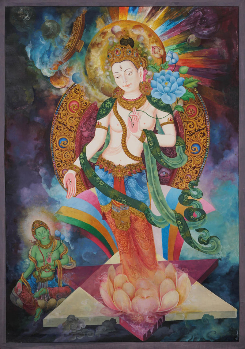 White Tara Thangka - Best handpainted thangka painting - HimalayasShop