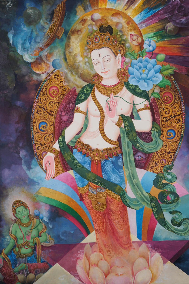 White Tara Thangka - Best handpainted thangka painting - HimalayasShop
