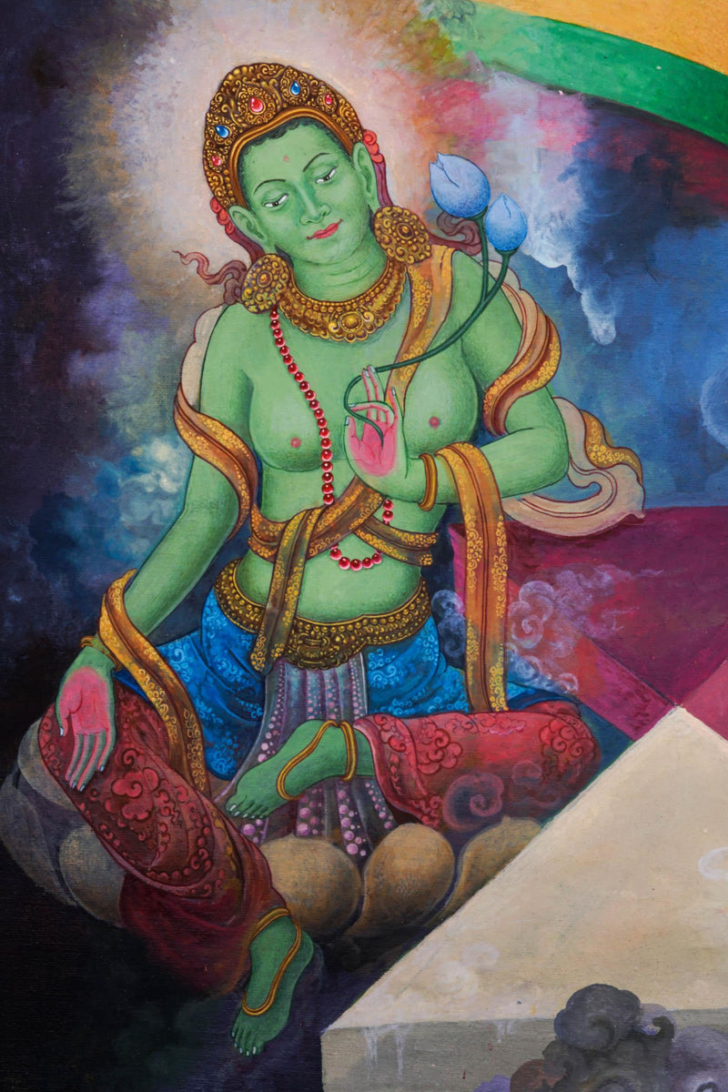White Tara Thangka - Best handpainted thangka painting - HimalayasShop