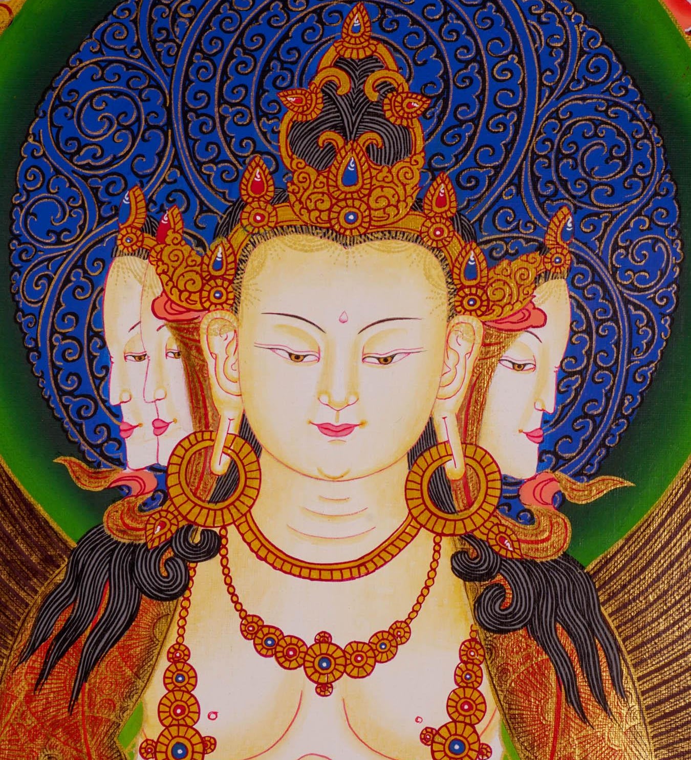 Amitabha White Buddha Tibetan Thangka art of Buddhist deity