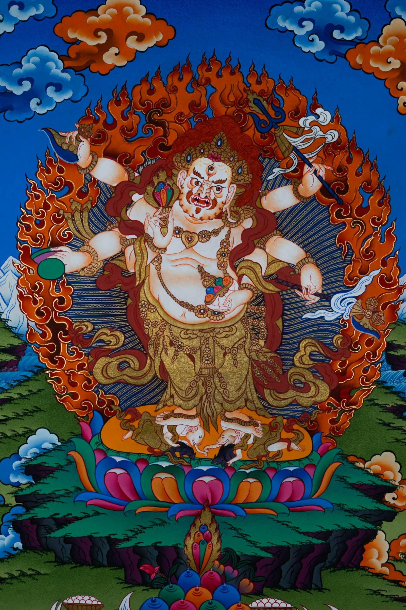 Beautiful White Mahakala Thangka Painting - Himalayas Shop