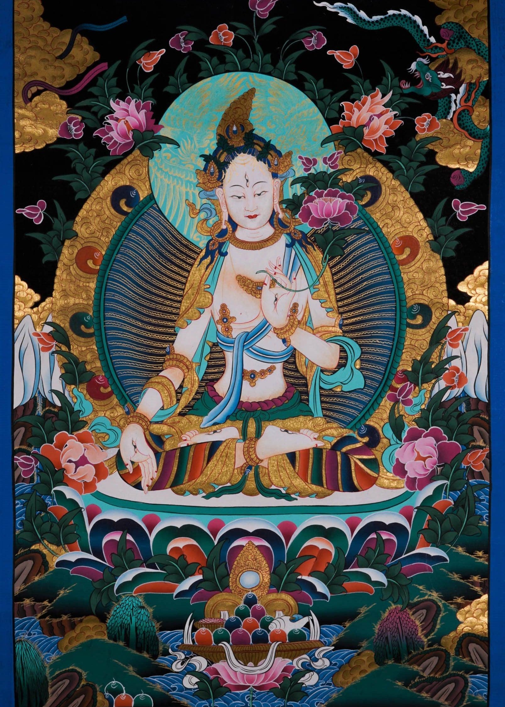 Thangka Painting of White Tara - Best handpainted thangka painting - HimalayasShop