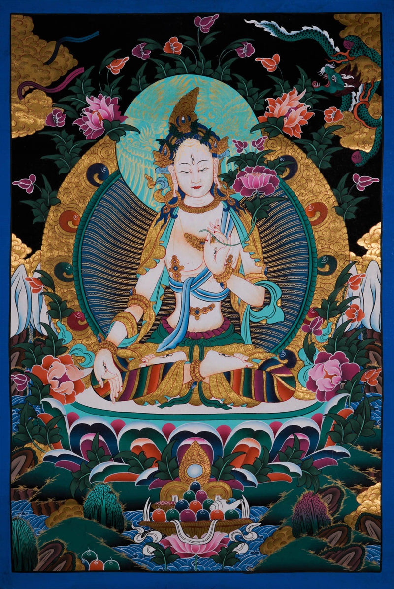 Thangka Painting of White Tara - Best handpainted thangka painting - HimalayasShop