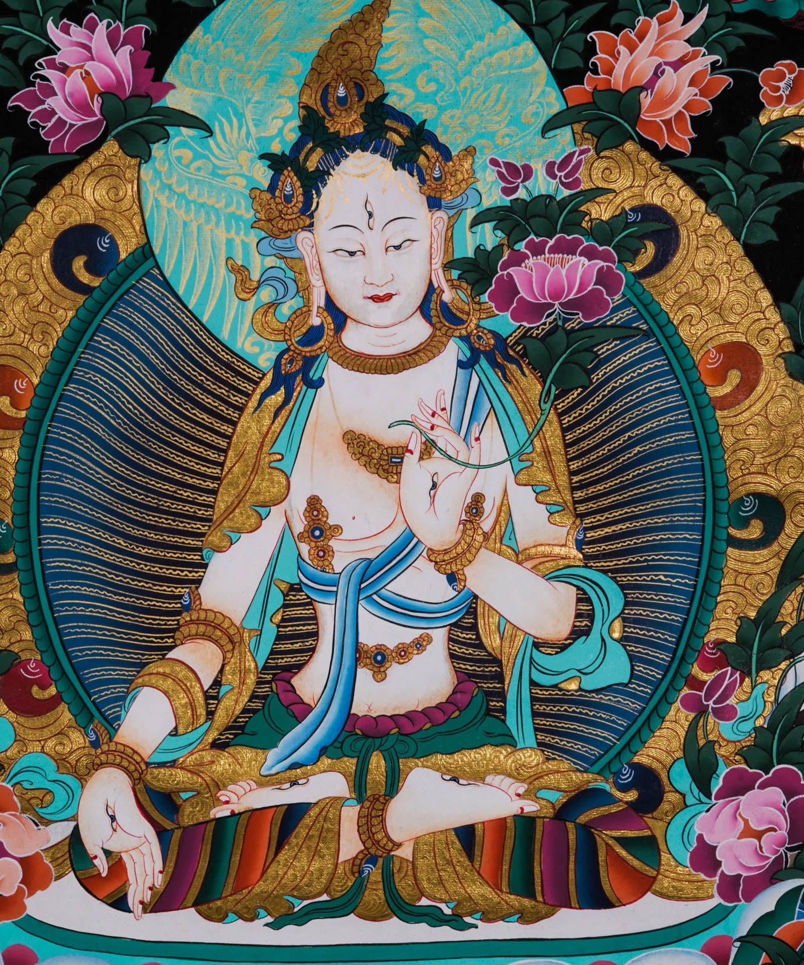 Thangka Painting of White Tara - Himalayas Shop